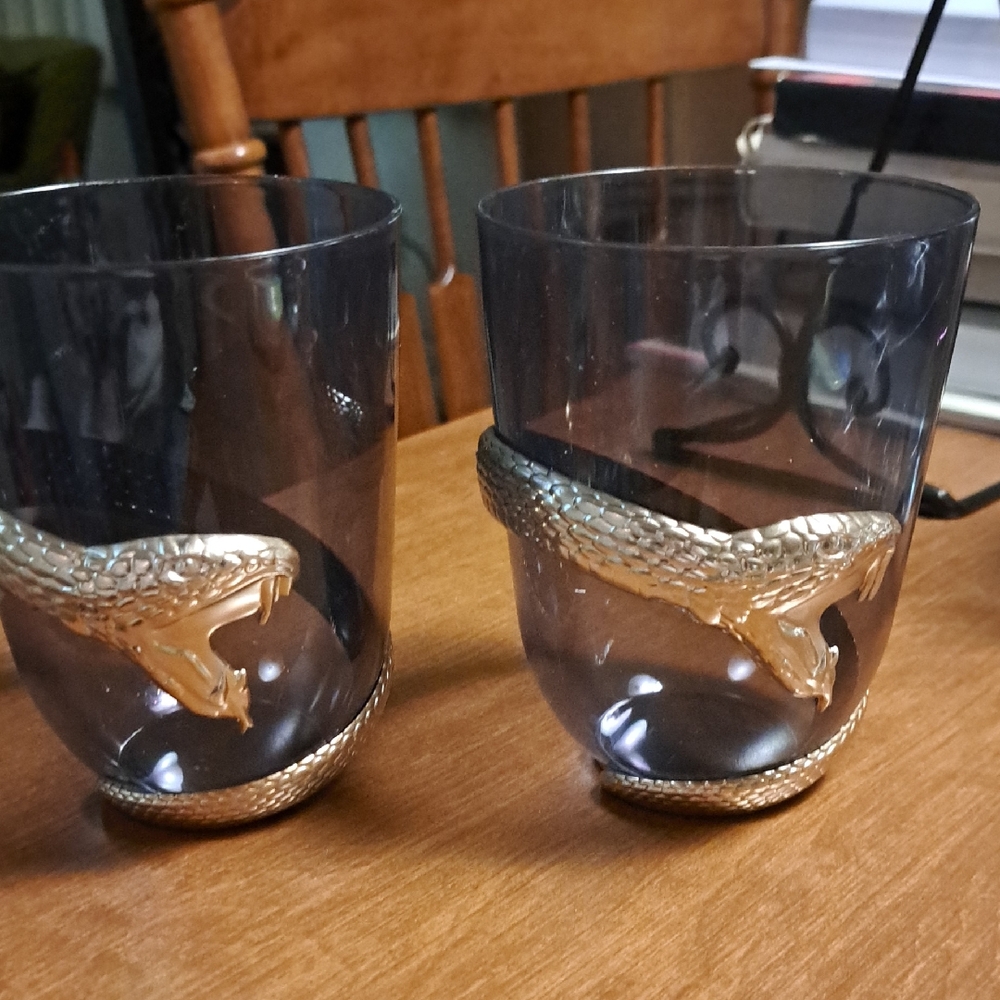 Elegant Gold and Black Snake Glass Set/ BUNDLE ONLY
